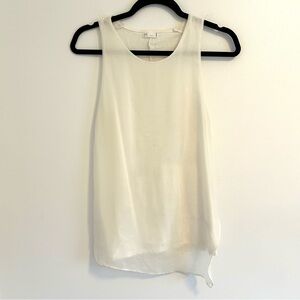 White Tank Top Blouse with Sheer Overlay Size Small